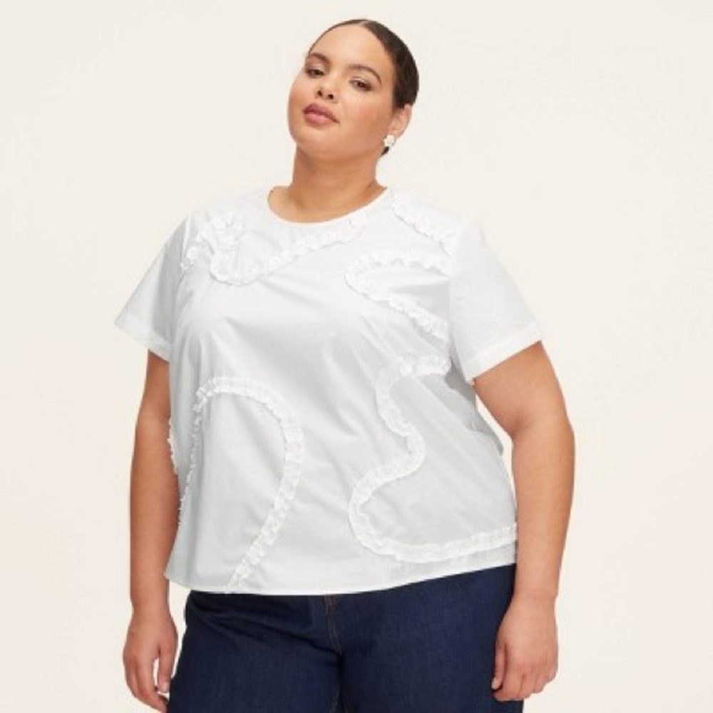 White Ruffle Detail Women's Top Kate spade for target large